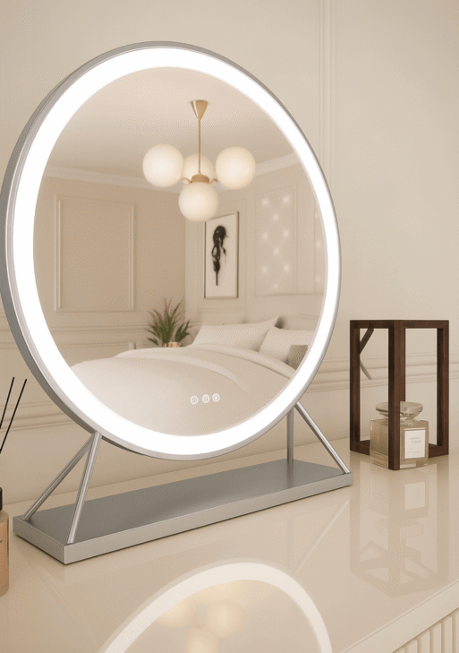 Isla Round Silver LED Mirror – 60cm Diameter