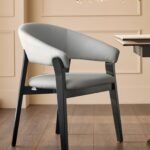 Amelia light grey leather dining chair