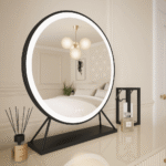Grace Round Hollywood Mirror Black 60x67cm