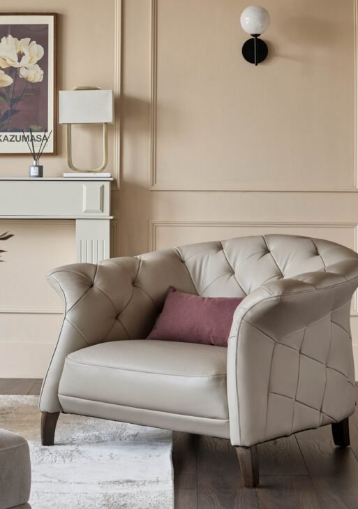 Luxe natural leather armchair