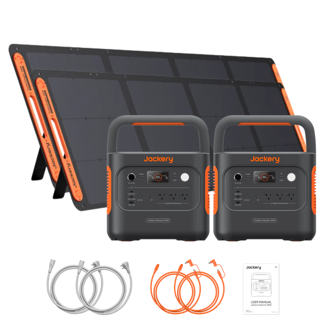 60-200020-US00091 2 x Jackery Solar Generator 2000 v2 + 2 x SolarSaga 200W Portable Solar Panel - Image 1