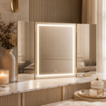 Lux Tri Fold Mirror Gold