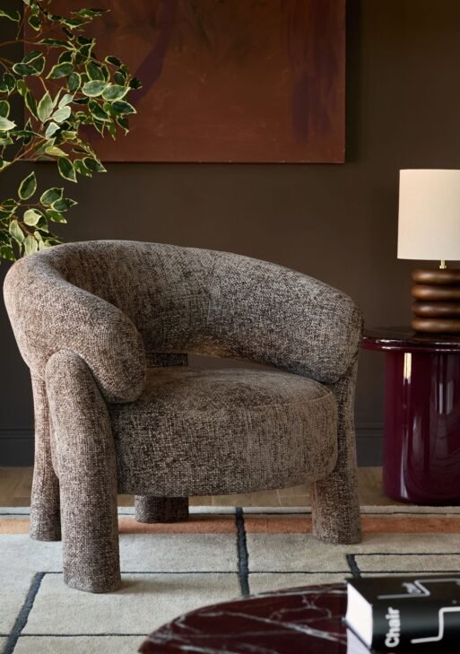 Anya mocha fabric accent chair