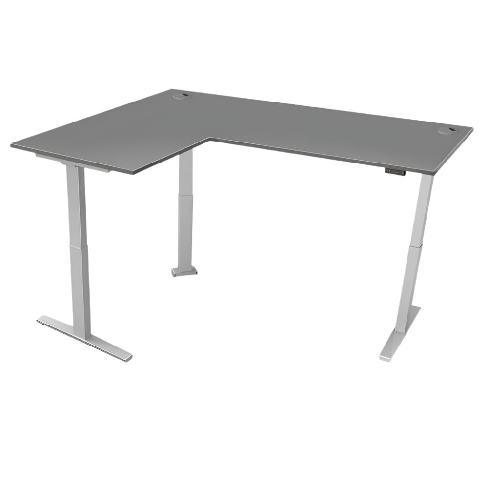 c17._YYD_PRO_3_Dark_Grey_-_silver_frame PRO 3 Triple Motor Electric Height Adjustable Standing Desk - Image 1