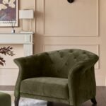 Luxe olive green velvet armchair